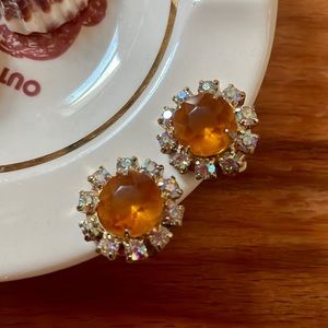 Vintage Orange Sparkle Earrings